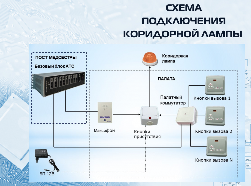 Абонентское переговорное устройство IP54. MXF-vS. Схема подключения коридорной лампы 2.