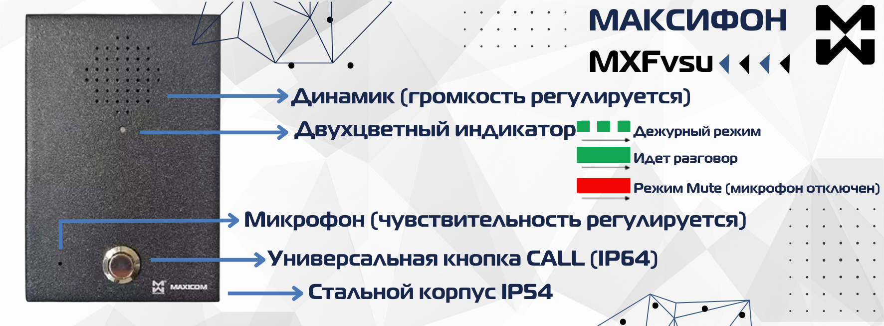 Антивандальные дуплексные переговорные устройства Максифон MXFvsu купить в СПб (