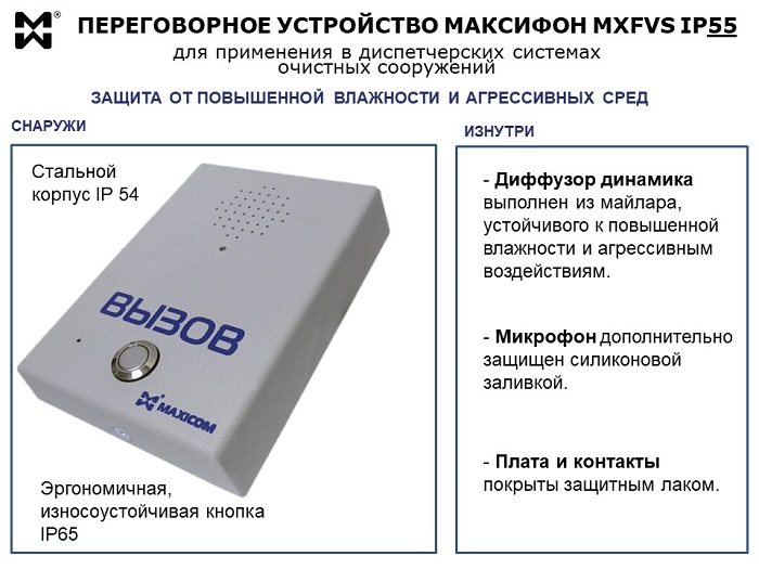 Переговорное устройство для обратной связи с диспетчером очистного сооружения