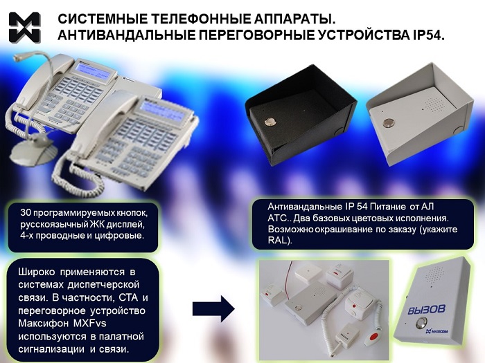 Внутренние абоненты АТС: системные телефонные аппараты и переговорные устройства.