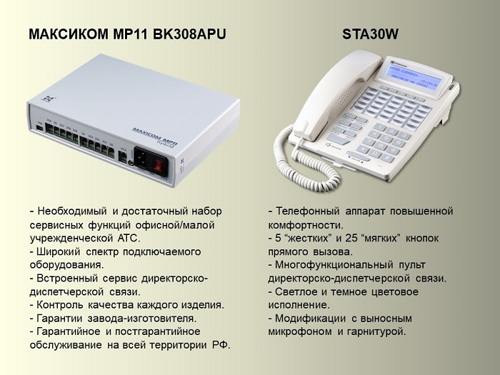 Фот мини АТС на 3 СЛ и 8 АЛ и системного телефонного аппарата.