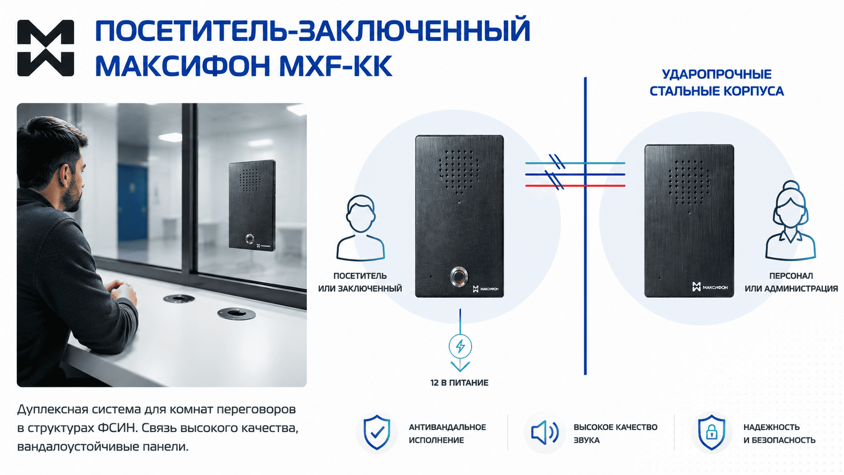 Переговорные устройства посетитель-заключенный для ФСИН Переговорное устройство Посетитель-Заключенный купить