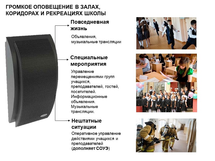 Громкое оповещение в школе - применение