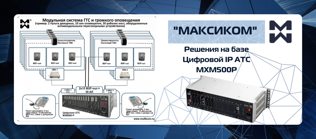 Модульная система громкоговорящей связи и громкого оповещения на базе цифровой АТС