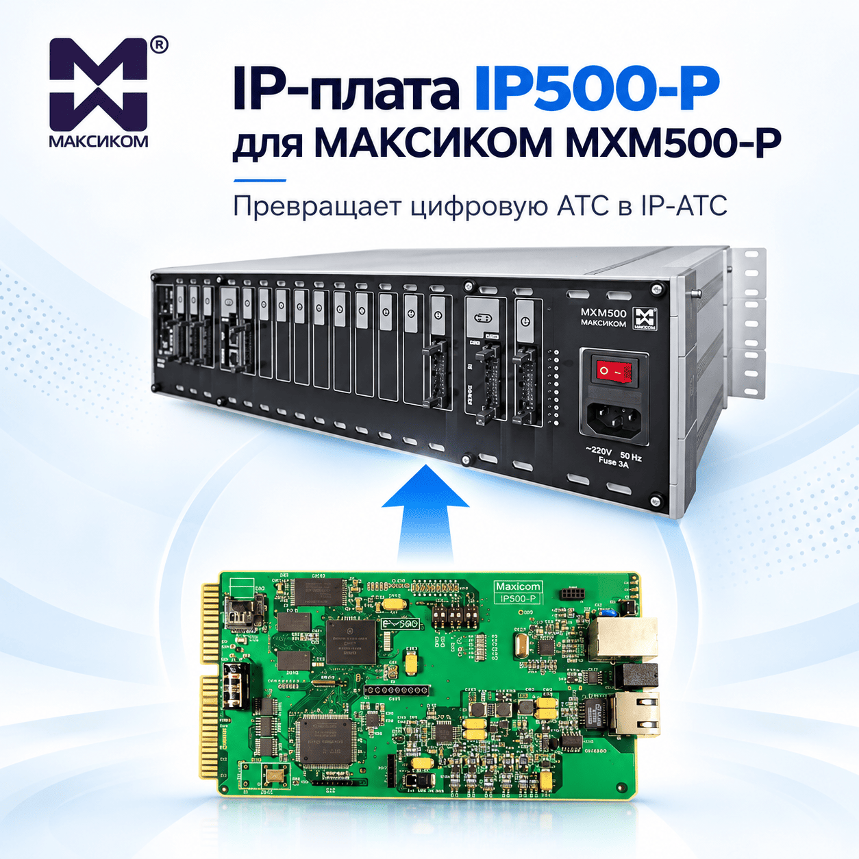 Установкой в базовый блок МАКСИКОМ MXM500-P платы IP500-P для организации SIP-транков